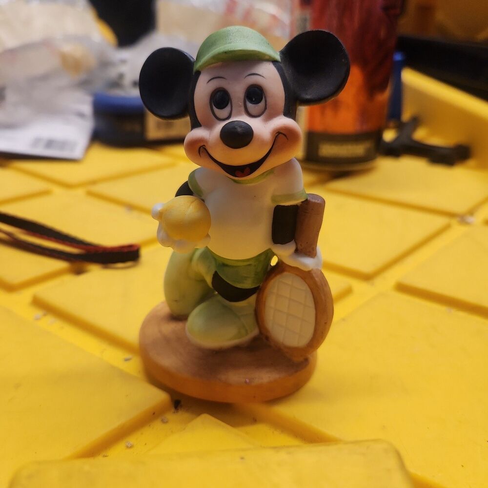 Vintage Disney Gift Ware Bisque Porcelain Tennis Mickey Mouse Figurine 4"